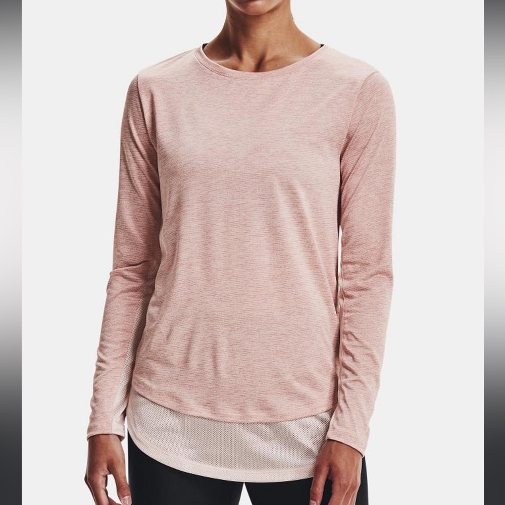 Under Armour Tech Vents long Sleeve Coral Pink Loose Fit Medium